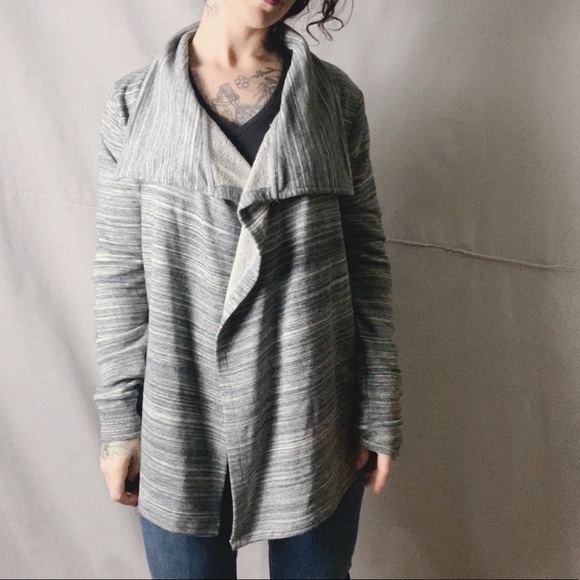 Per Se Sweaters - PER SE Space Dye Terry Knit Open Cardigan